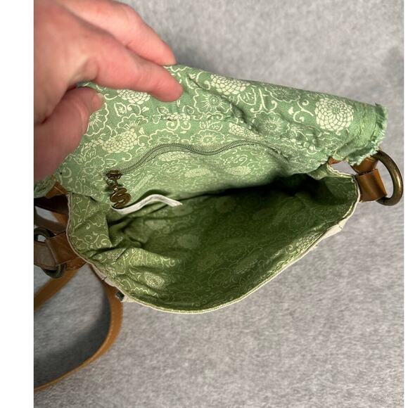 Desigual Canvas Crossbody‎ Bag Floral Embellished Brown Leather Strap Trim Spain - Picture 6 of 16